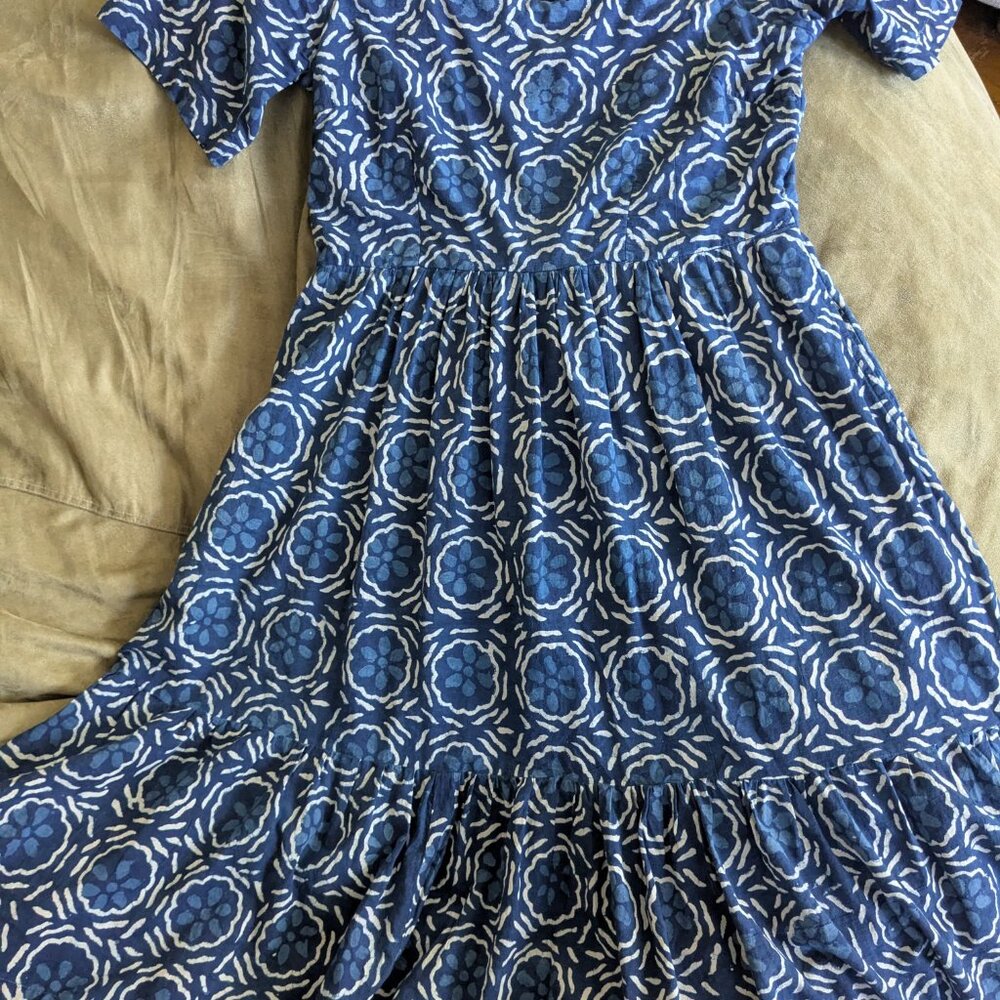Indophilia Indigo Cotton Midi Dress with pockets - Picture 2 of 9